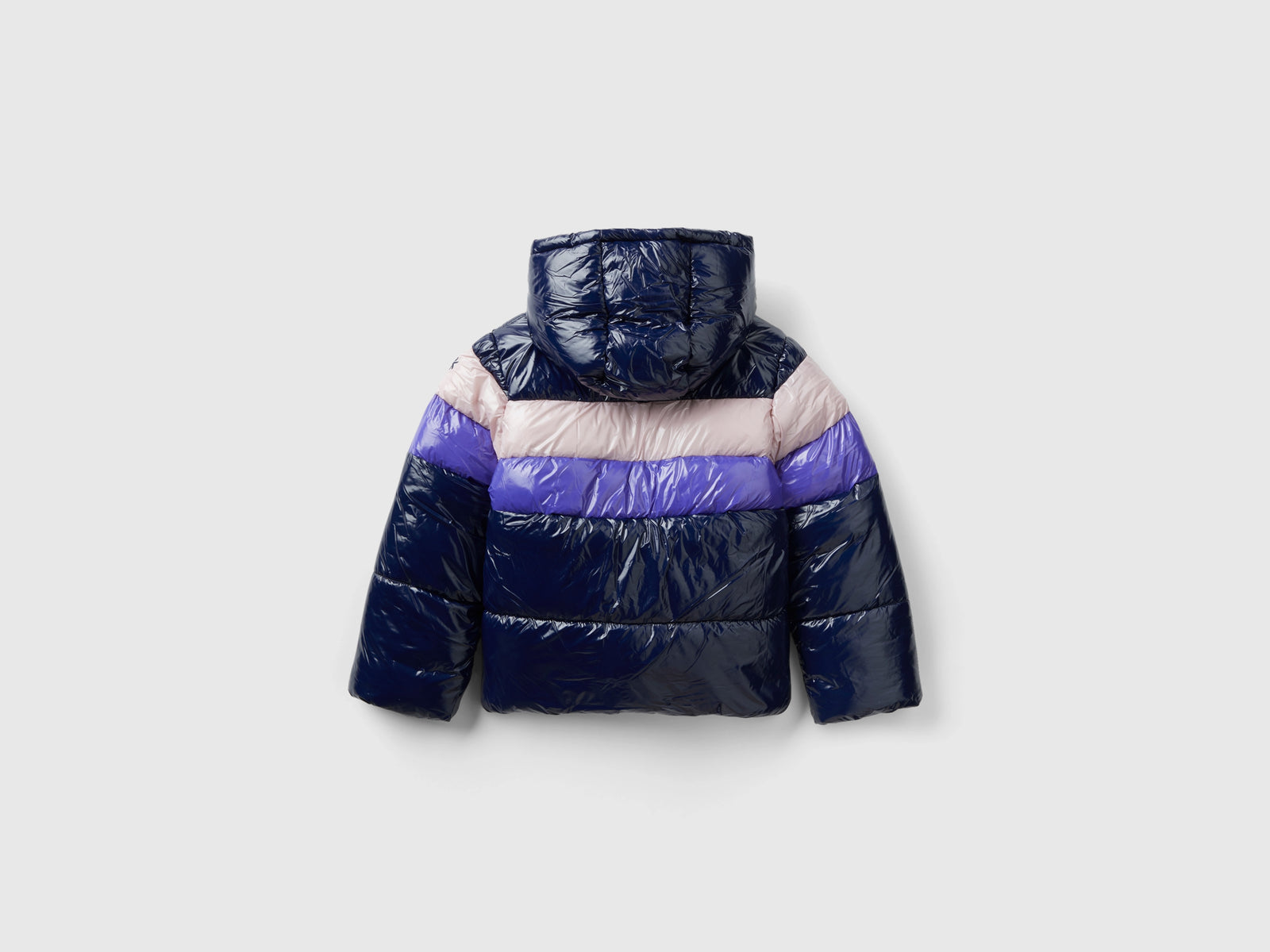 Chaqueta acolchada con bloques de color da bambina blu scuro 2 | Benetton Outlet