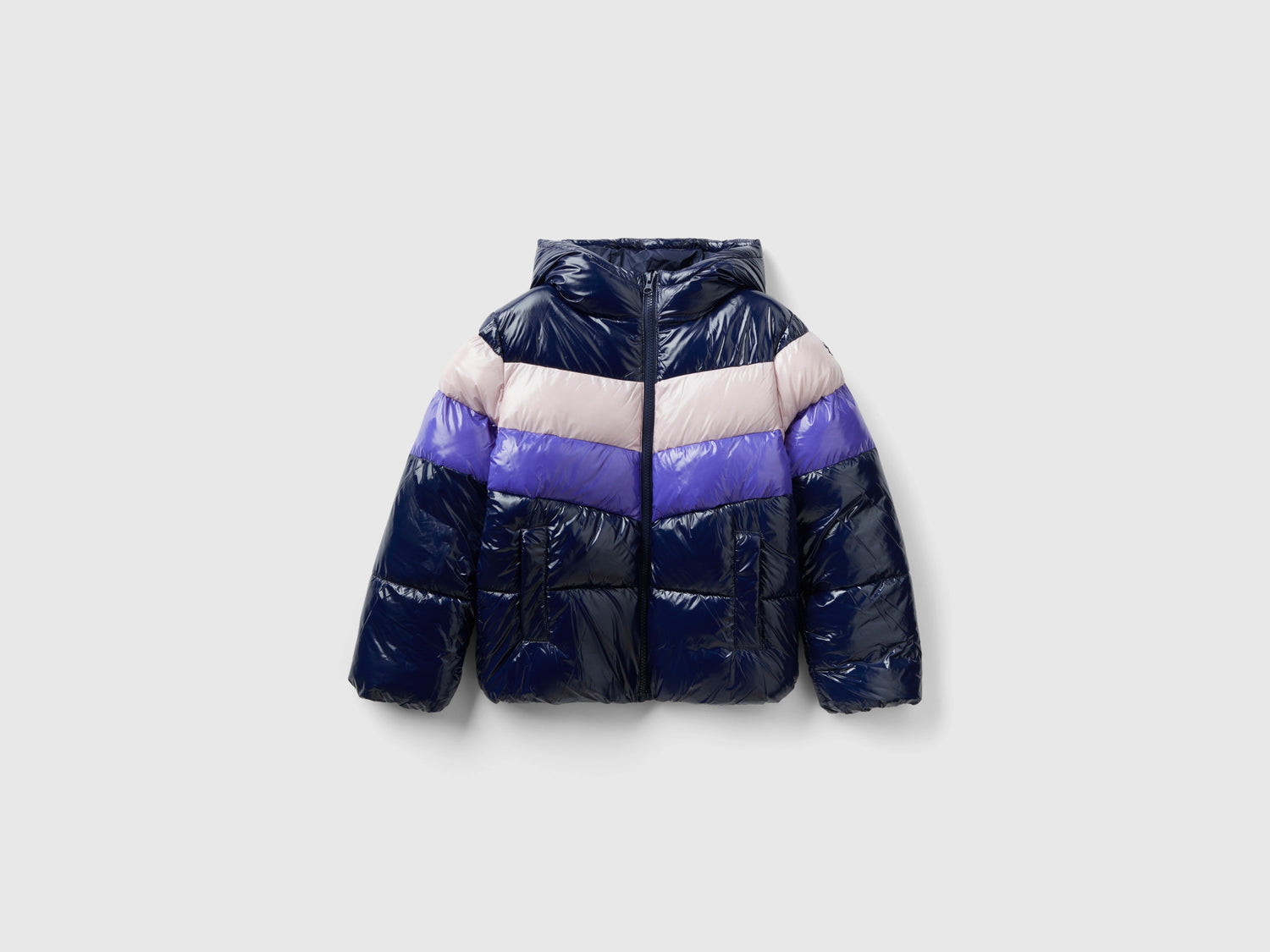 Giubbino imbottito color block da bambina blu scuro | Benetton Outlet