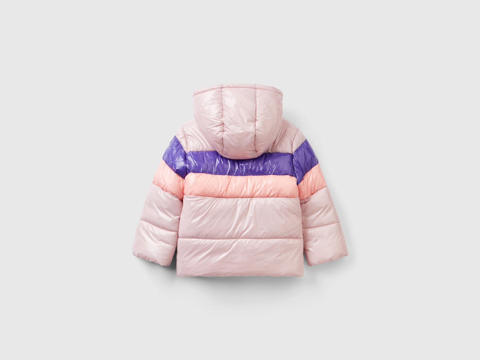 Giubbino imbottito color block da bimba rosa tenue 2 | Benetton Outlet