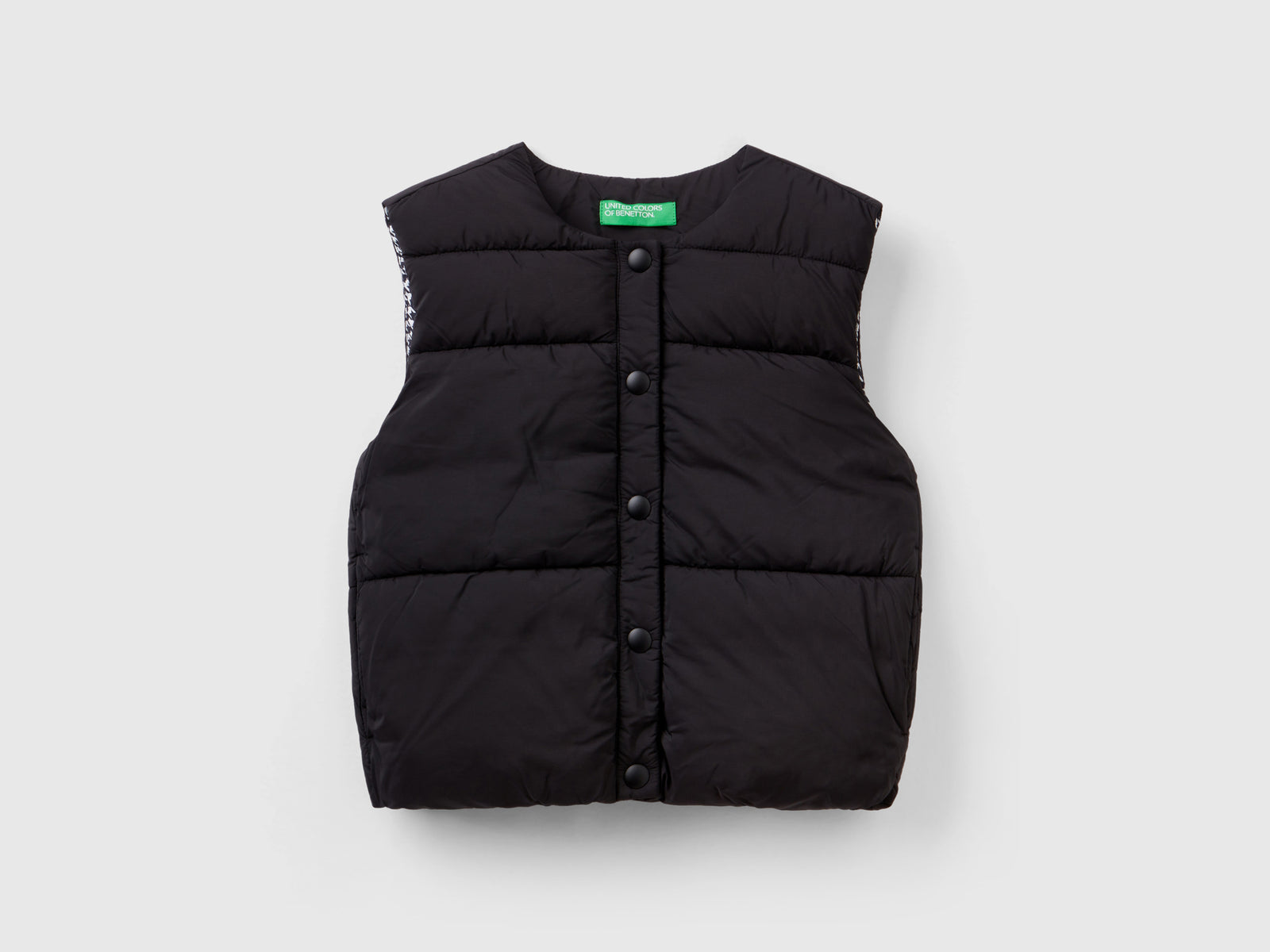 Chaleco acolchado de guata 3D da bambina nero | Benetton Outlet