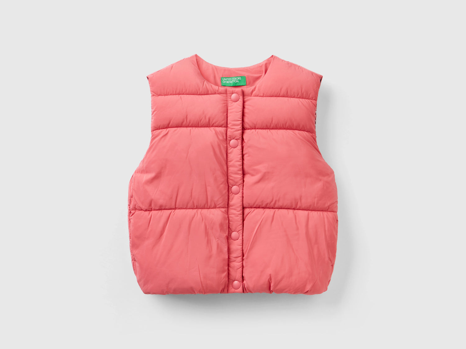Gilet imbottito in ovatta 3D da bambina salmone | Benetton Outlet