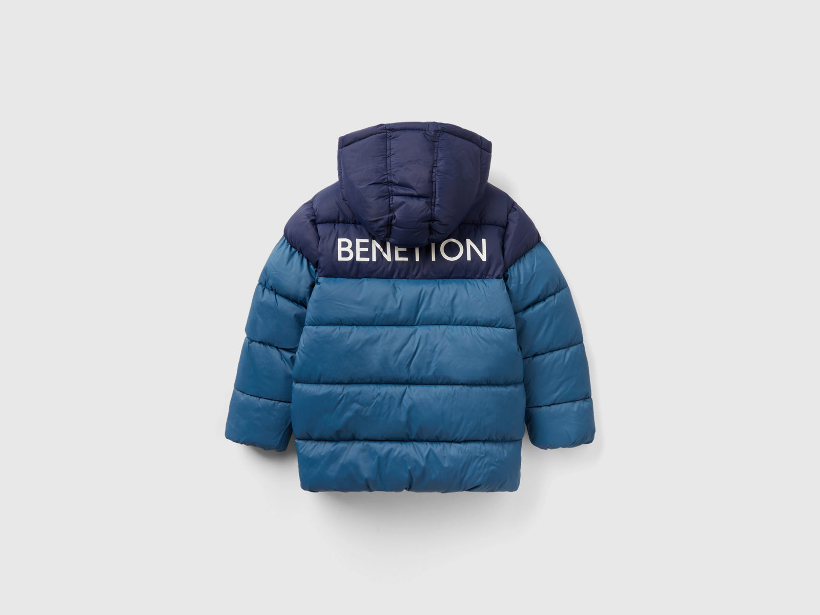 Giubbotto color block con cappuccio da bambino avio 2 | Benetton Outlet