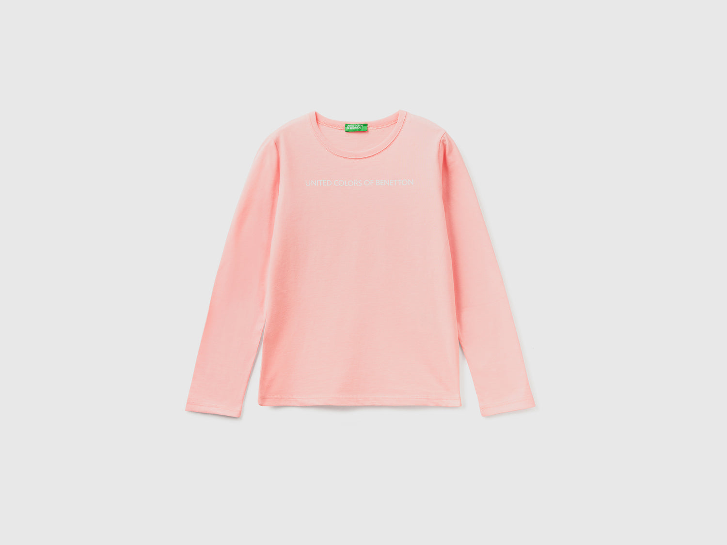 T-shirt manica lunga 100% cotone da bambina rosa | Benetton Outlet