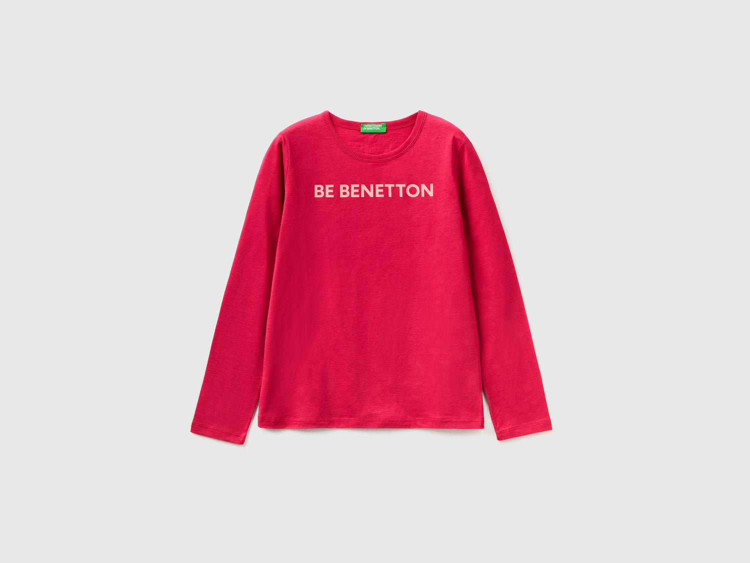 T-shirt manica lunga 100% cotone da bambina ciclamino | Benetton Outlet