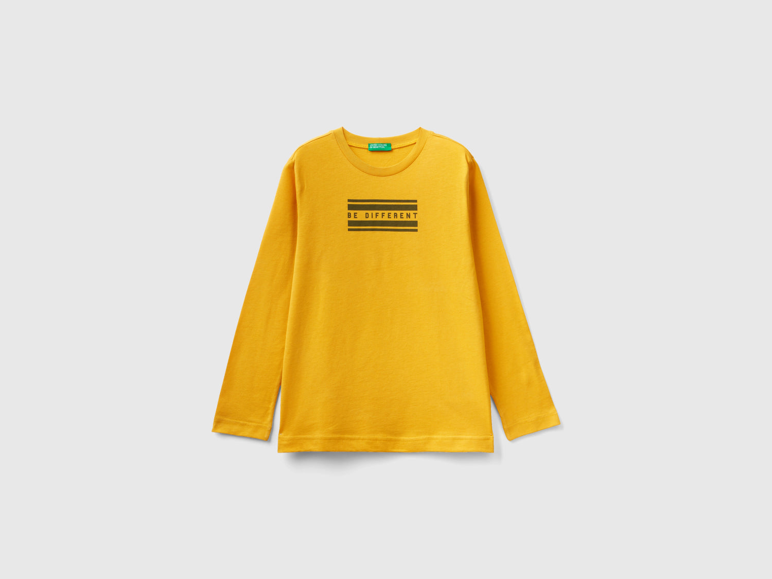 T-shirt a manica lunga con stampa da bambino giallo | Benetton Outlet