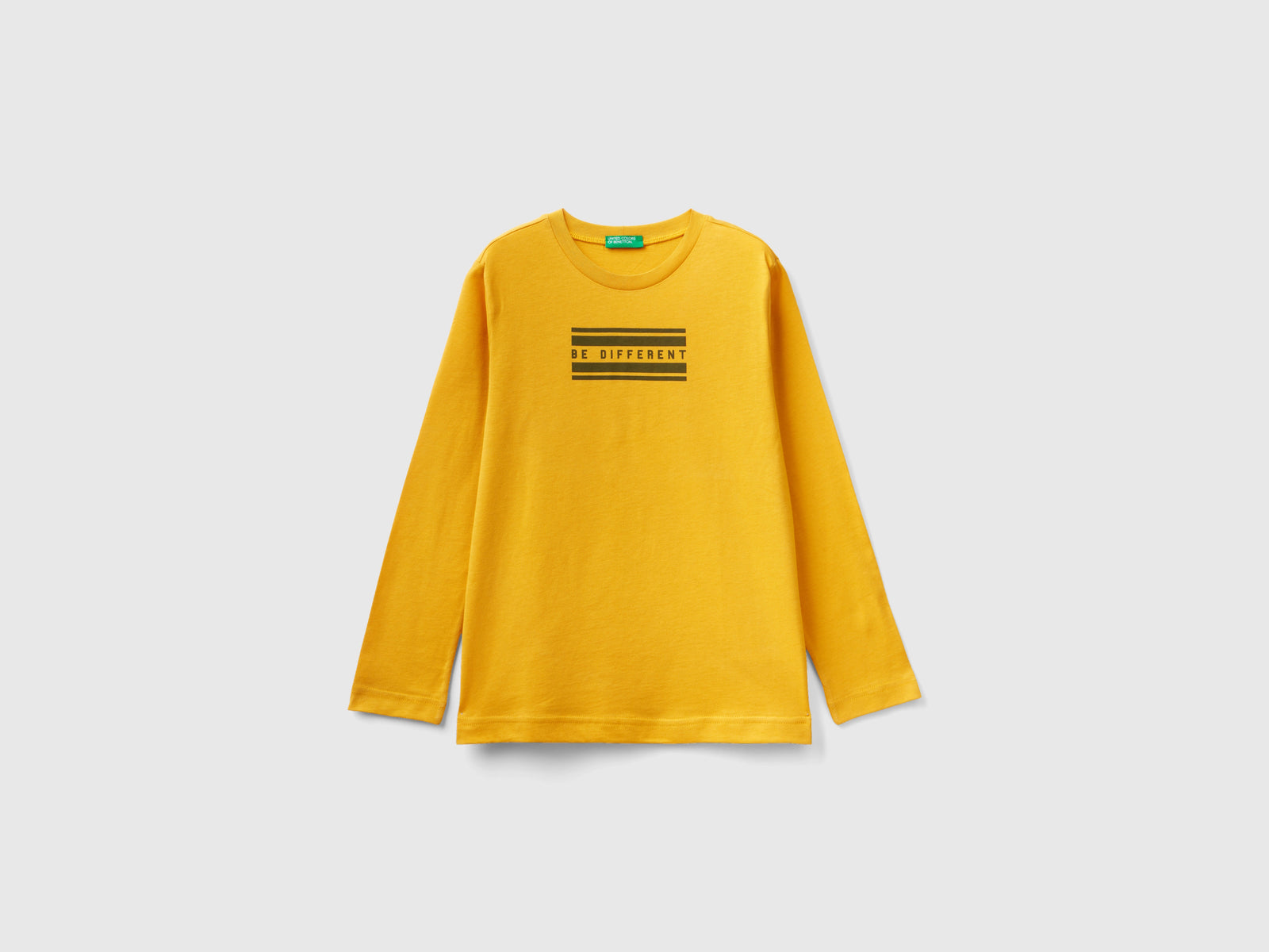 T-shirt a manica lunga con stampa da bambino giallo | Benetton Outlet