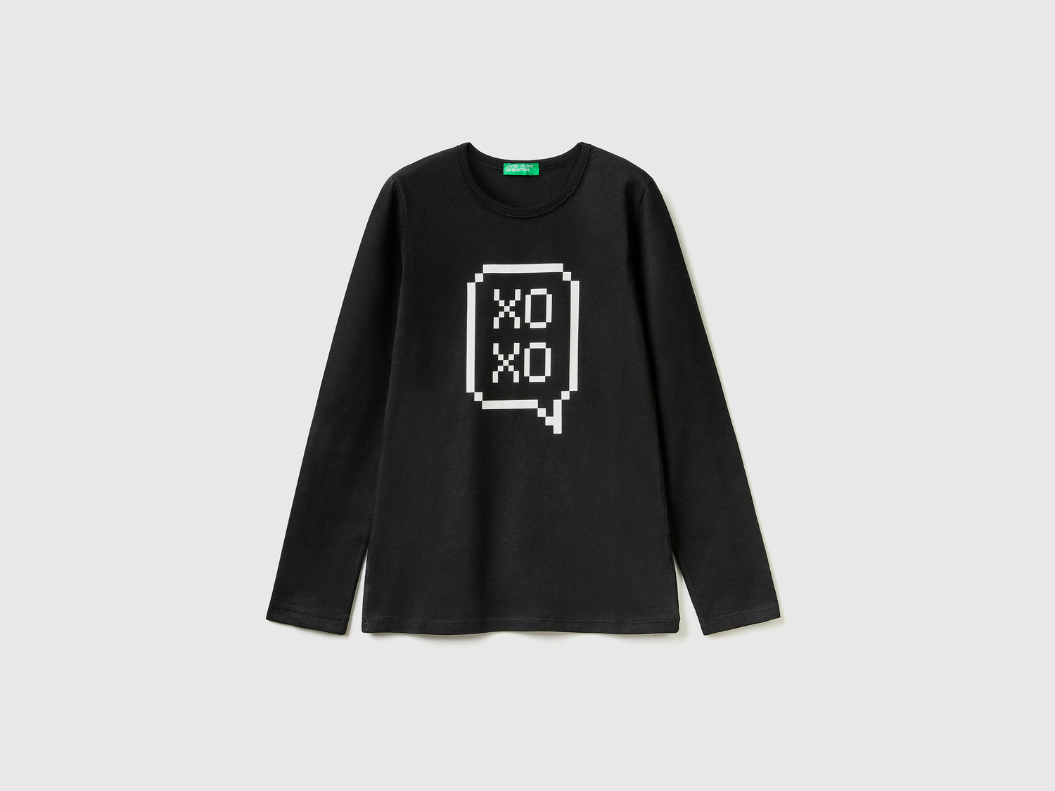 T-shirt manica lunga 100% cotone da bambina nero | Benetton Outlet