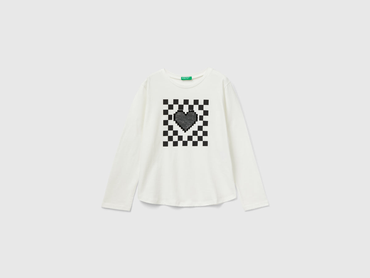 T-shirt 100% cotone con paillettes