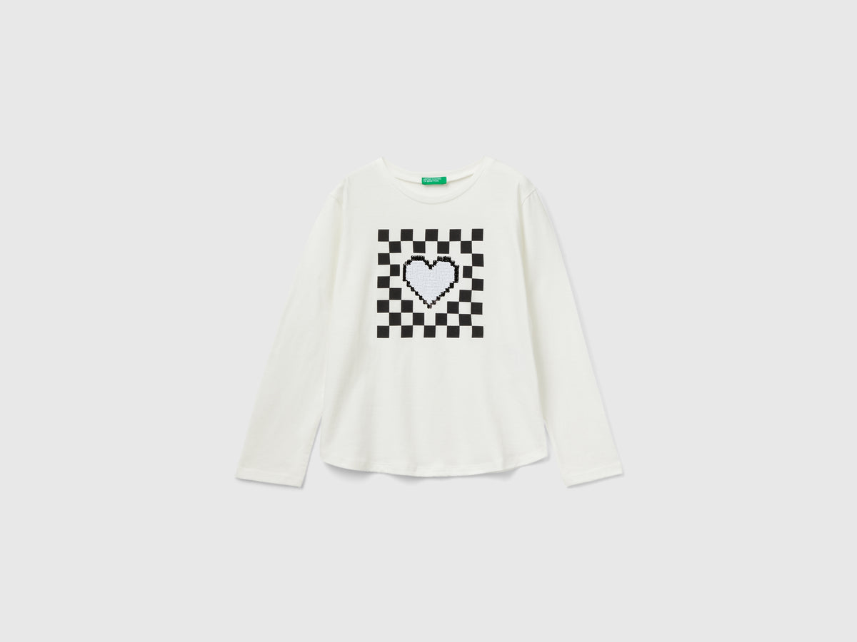 T-shirt 100% cotone con paillettes