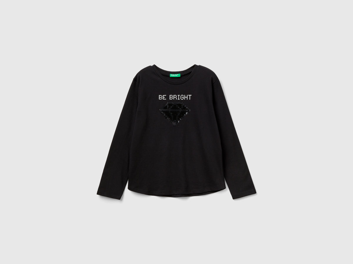 T-shirt 100% cotone con paillettes
