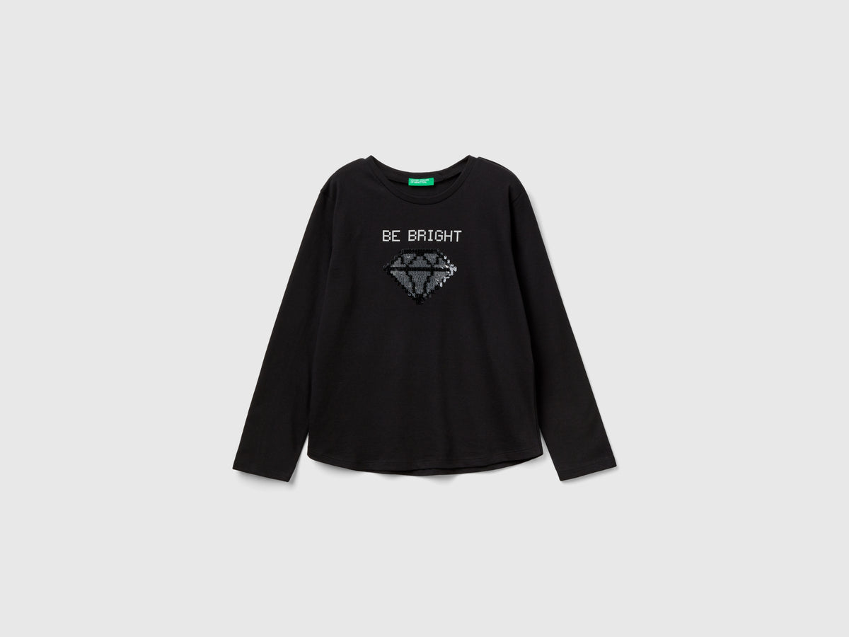 T-shirt 100% cotone con paillettes