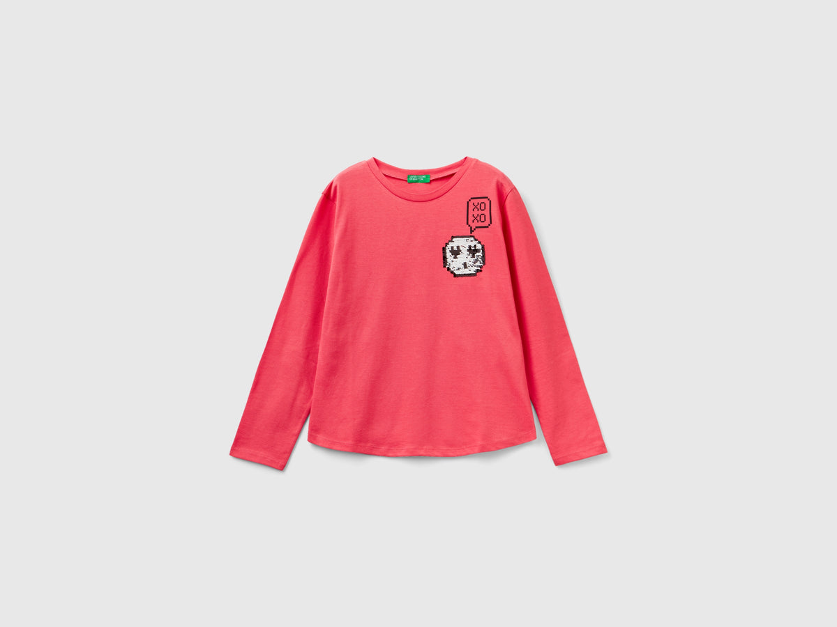 T-shirt 100% cotone con paillettes