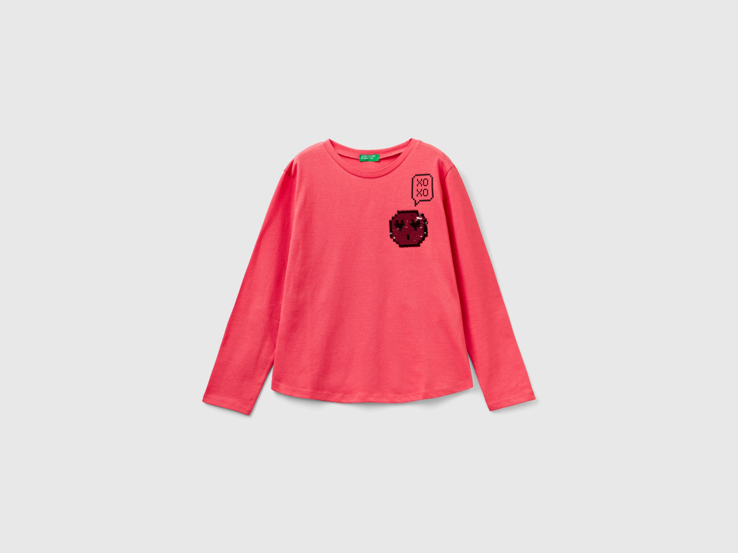 T-shirt 100% cotone con paillettes da bambina salmone | Benetton Outlet
