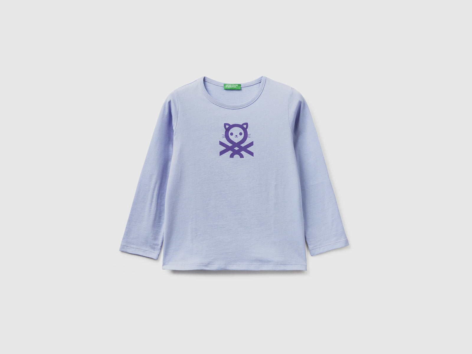 Maglietta con logo 100% cotone da bimba lilla | Benetton Outlet