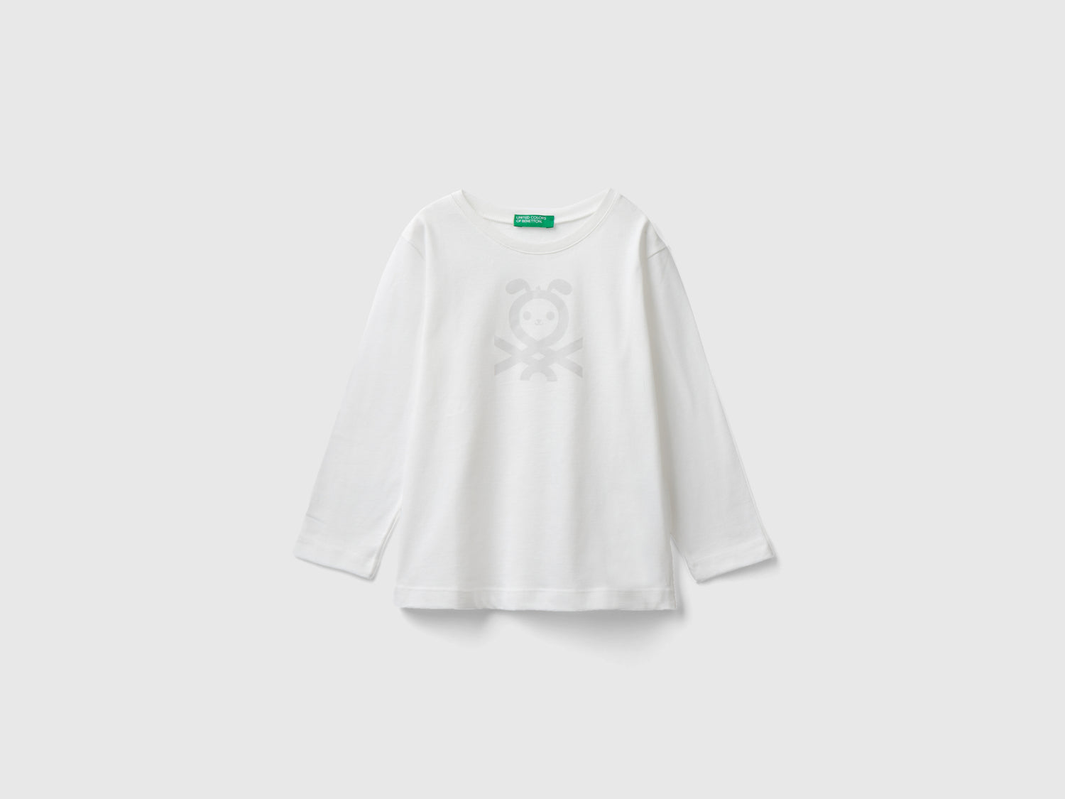 T-shirt manica lunga con logo da bimbo bianco panna | Benetton Outlet