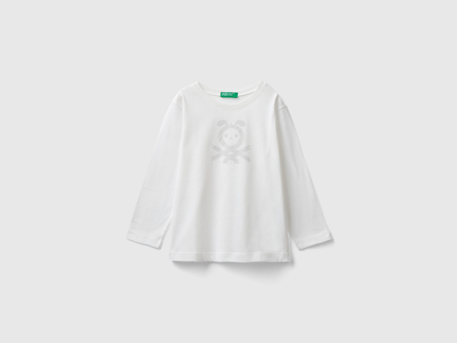 T-shirt manica lunga con logo da bimbo bianco panna | Benetton Outlet