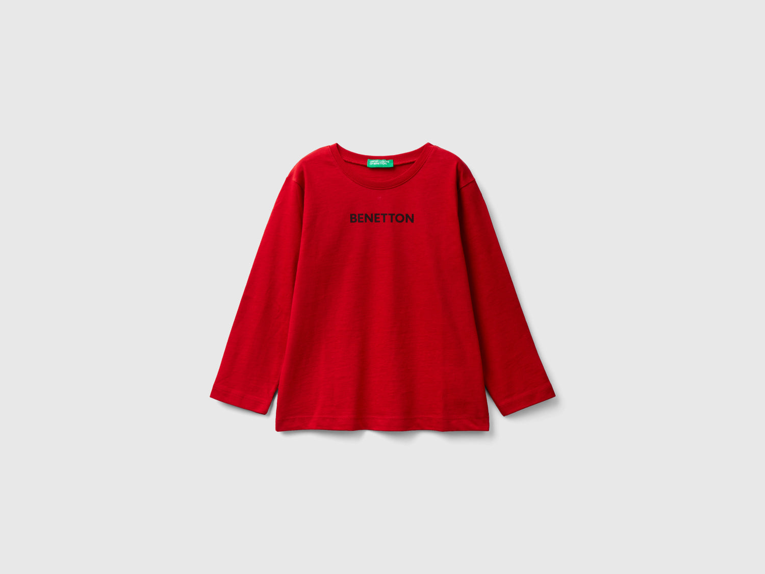 T-shirt manica lunga con logo da bimbo rosso | Benetton Outlet