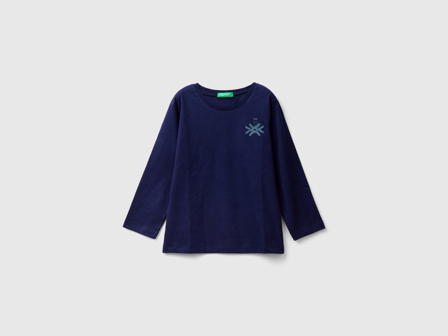 T-shirt manica lunga con logo da bimbo blu scuro | Benetton Outlet