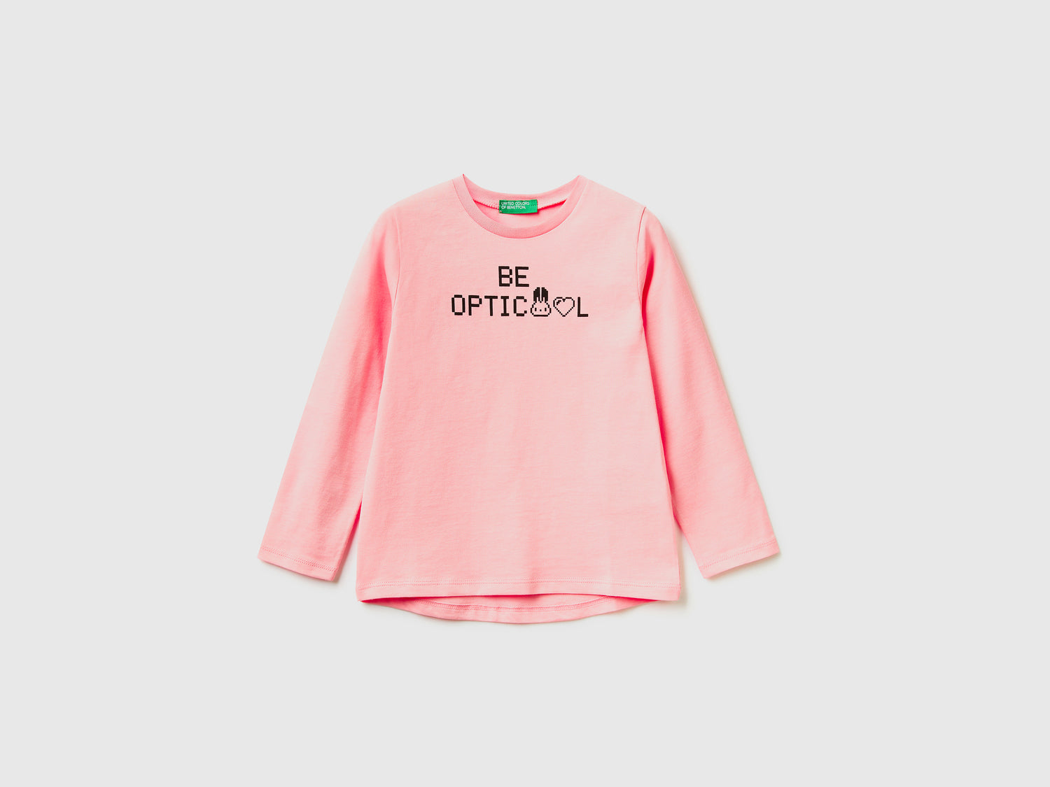 T-shirt con stampa pixel da bimba rosa | Benetton Outlet