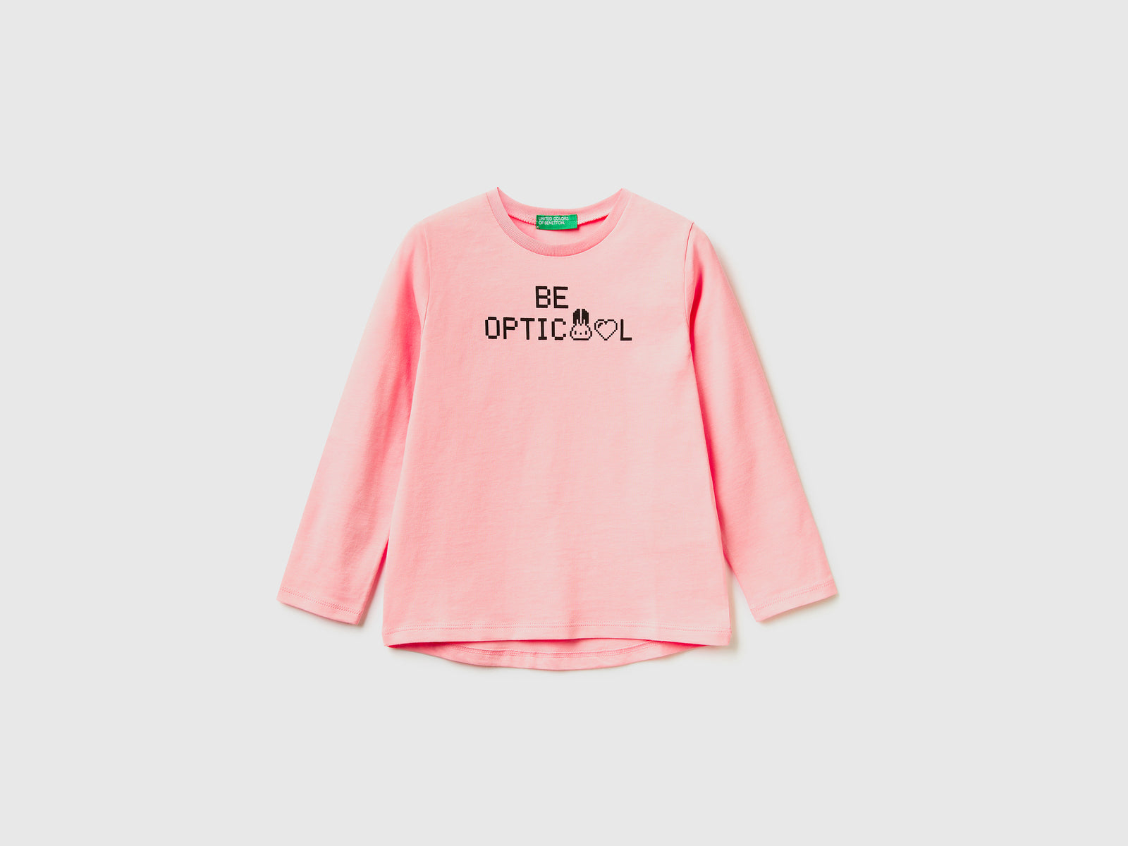 T-shirt con stampa pixel da bimba rosa | Benetton Outlet