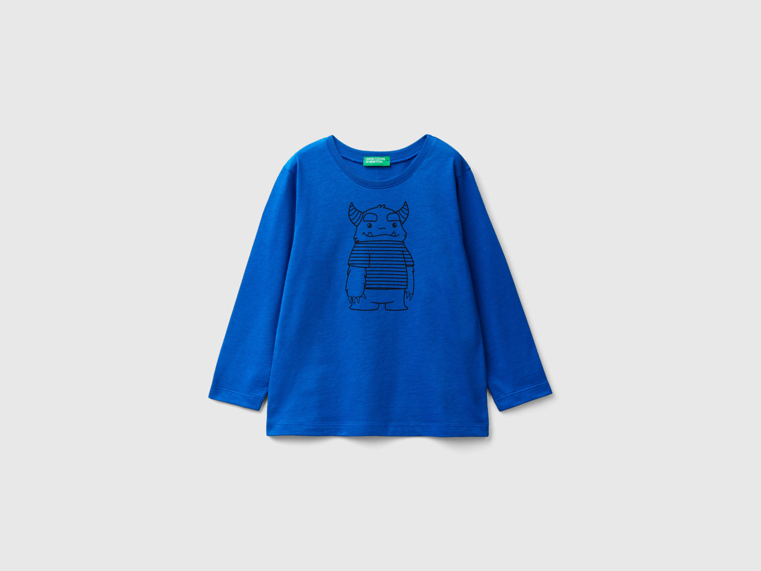 Maglietta in cotone con stampa da bimbo bluette | Benetton Outlet