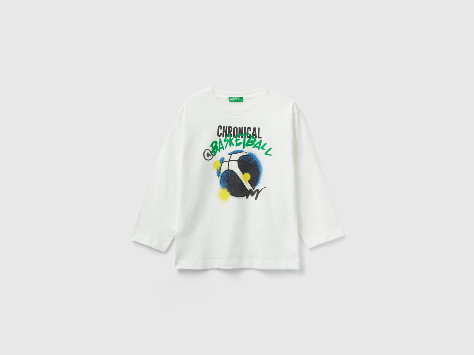 T-shirt girocollo con stampa da bimbo bianco panna | Benetton Outlet