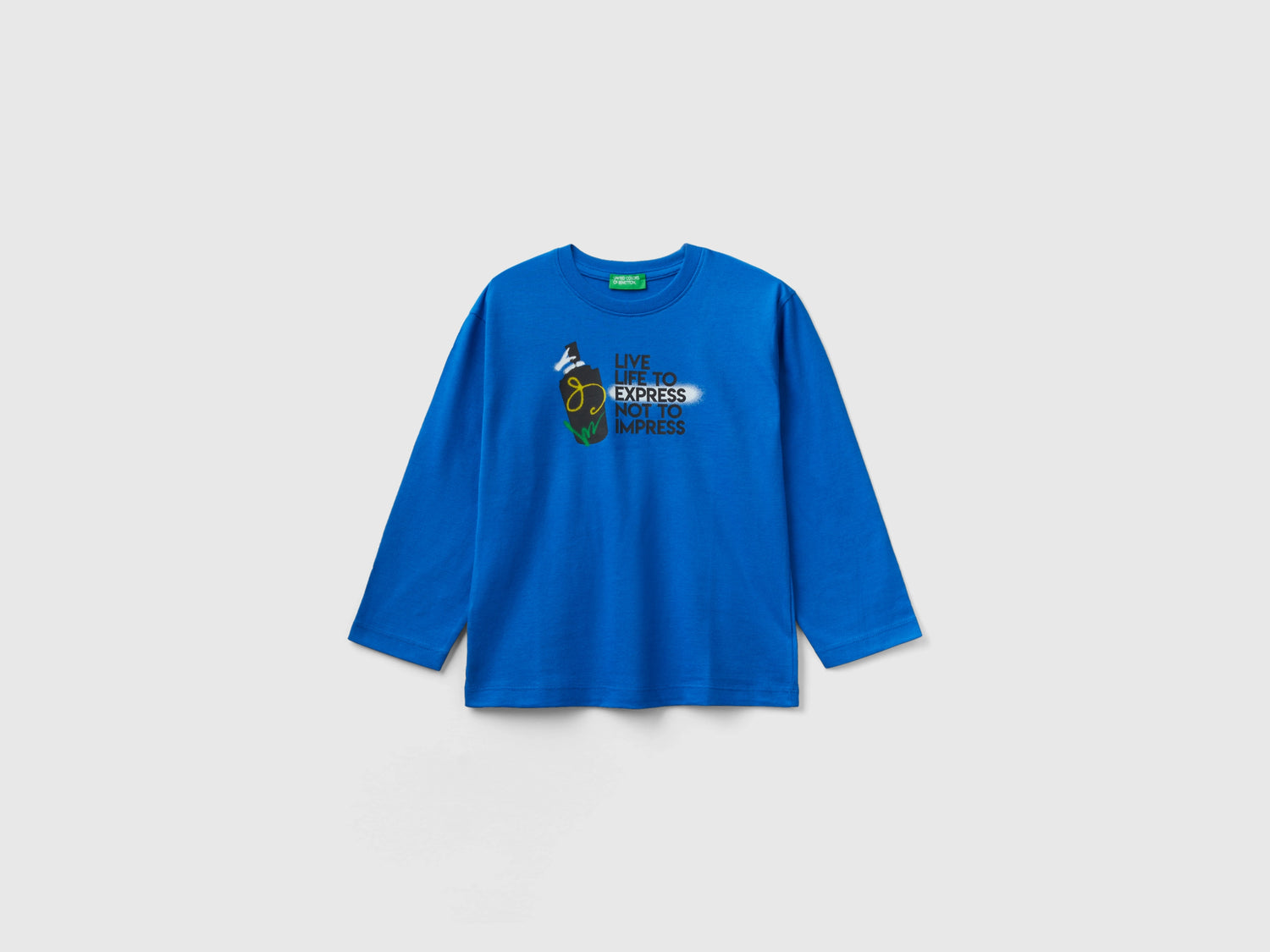 T-shirt girocollo con stampa da bimbo bluette | Benetton Outlet