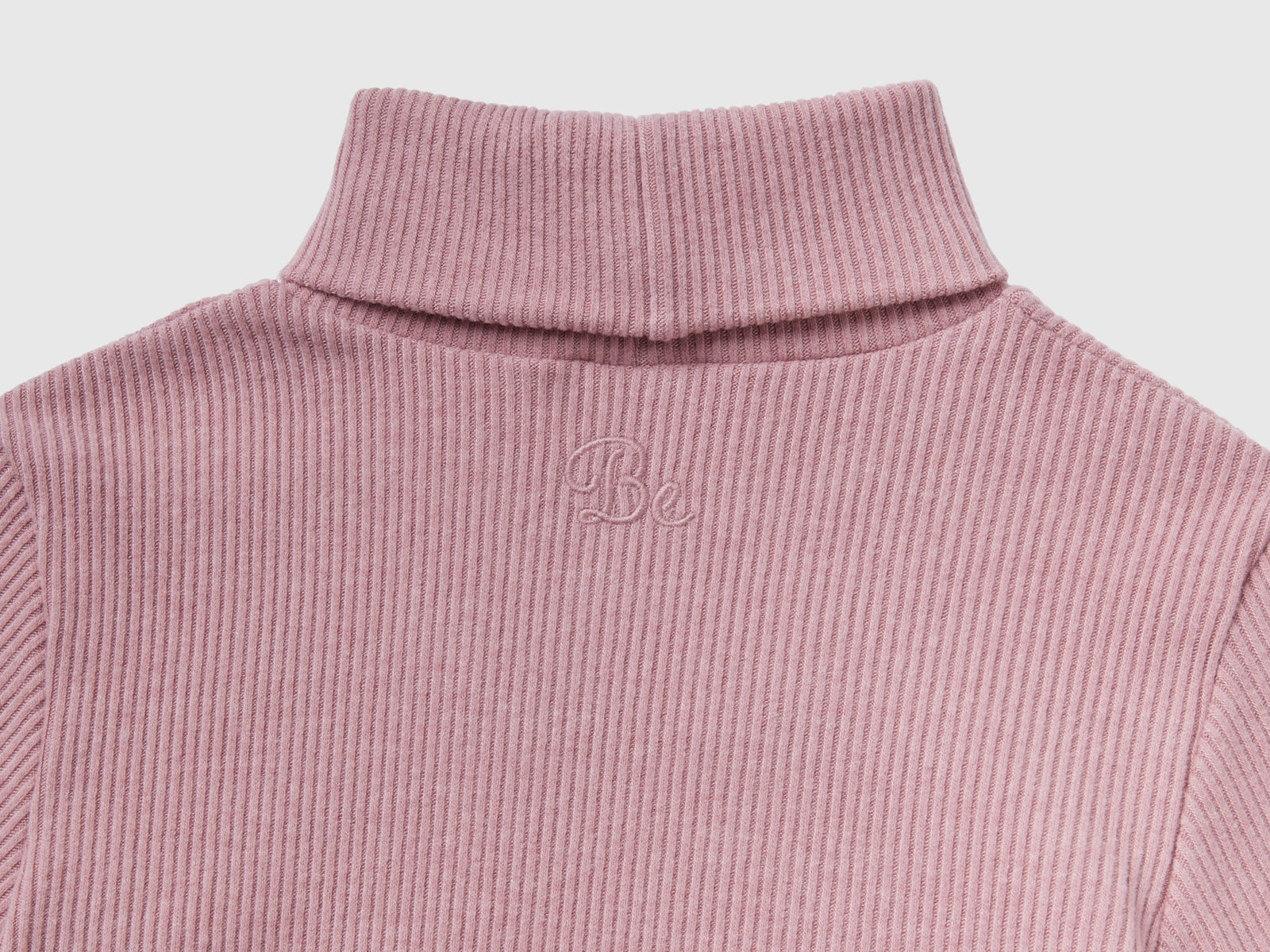 Caldo abito dolcevita a costine da bambina rosa 2 | Benetton Outlet