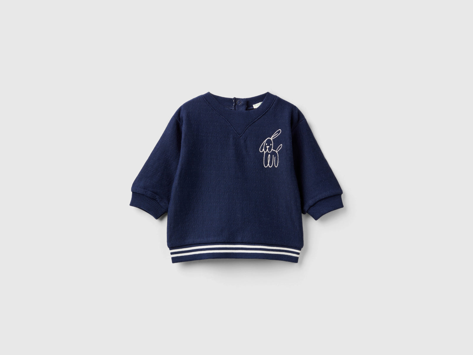 Felpa chiusa con stampa da neonato blu scuro | Benetton Outlet