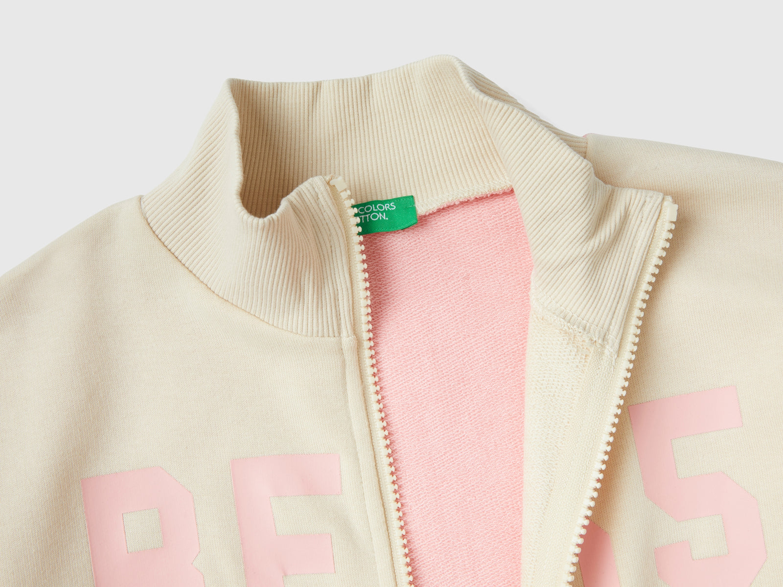Felpa con zip e stampa da bambina multi-color 3 | Benetton Outlet