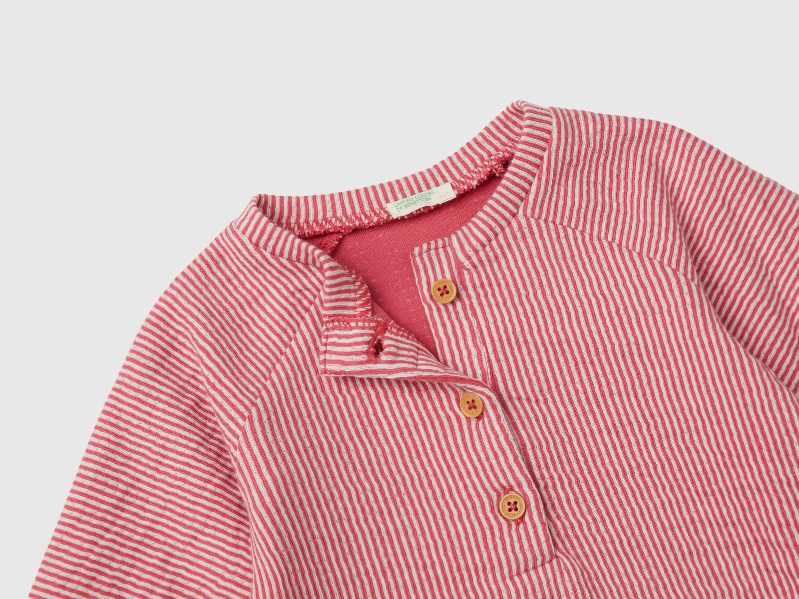 Vestito a righe in puro cotone da neonato salmone 2 | Benetton Outlet