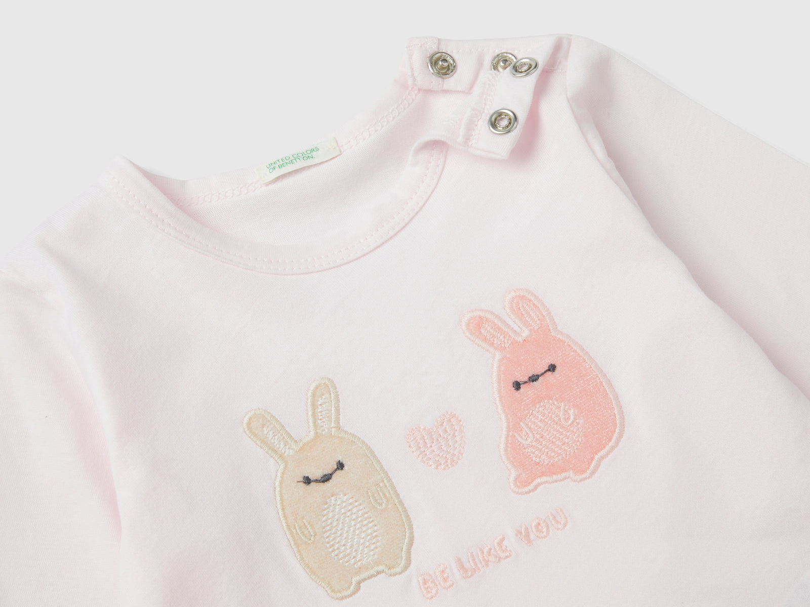Maglietta con stampa animaletti da neonato rosa tenue 2 | Benetton Outlet