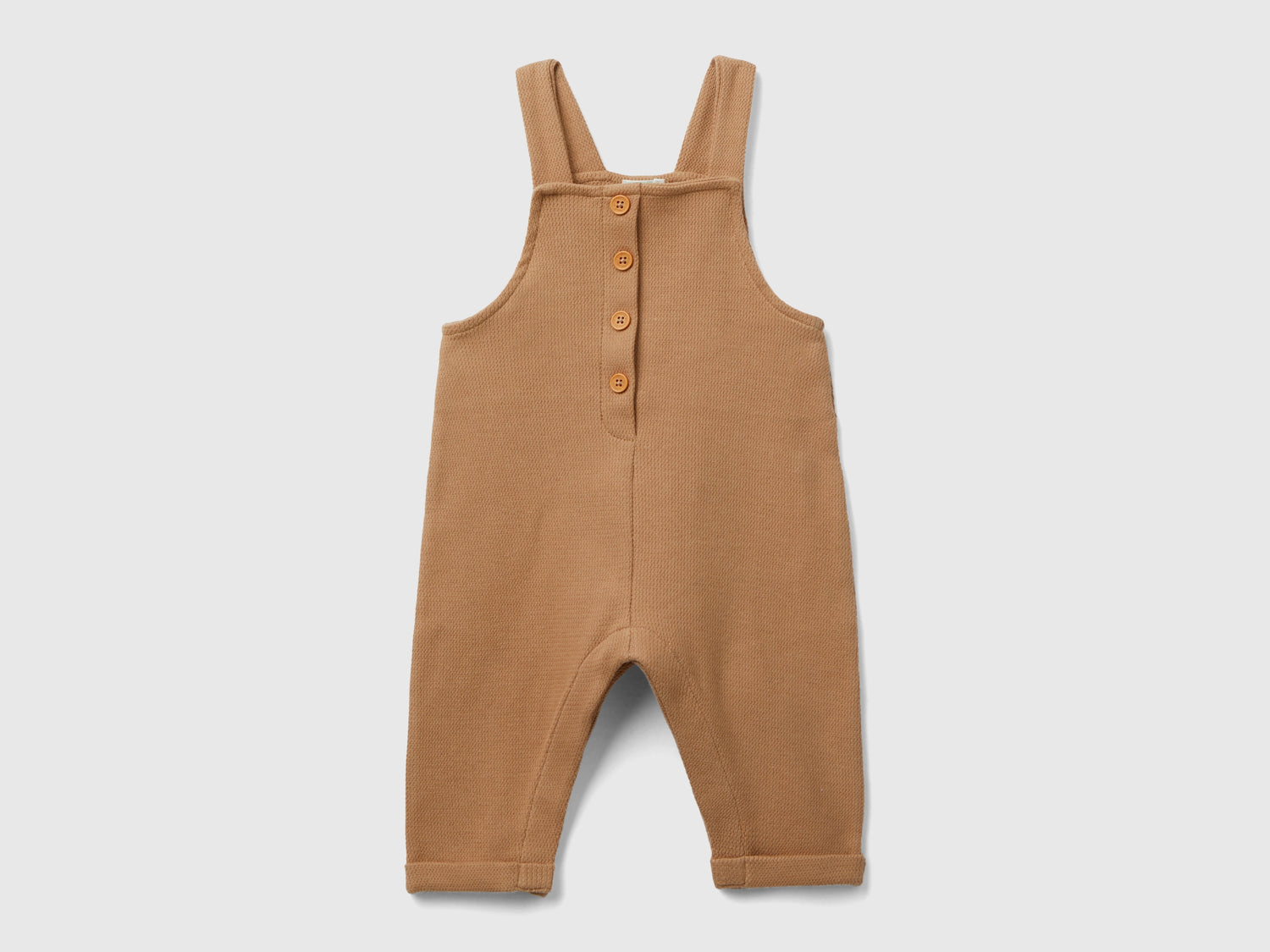 Salopette con bottoni da neonato cammello | Benetton Outlet