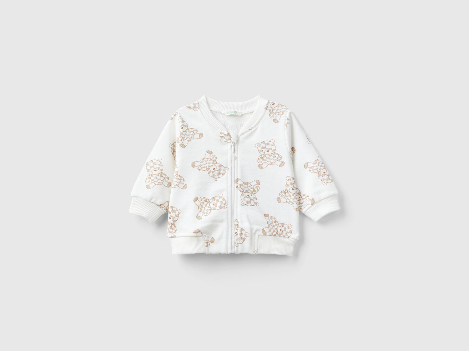 Felpa fantasia con zip da neonato bianco | Benetton Outlet
