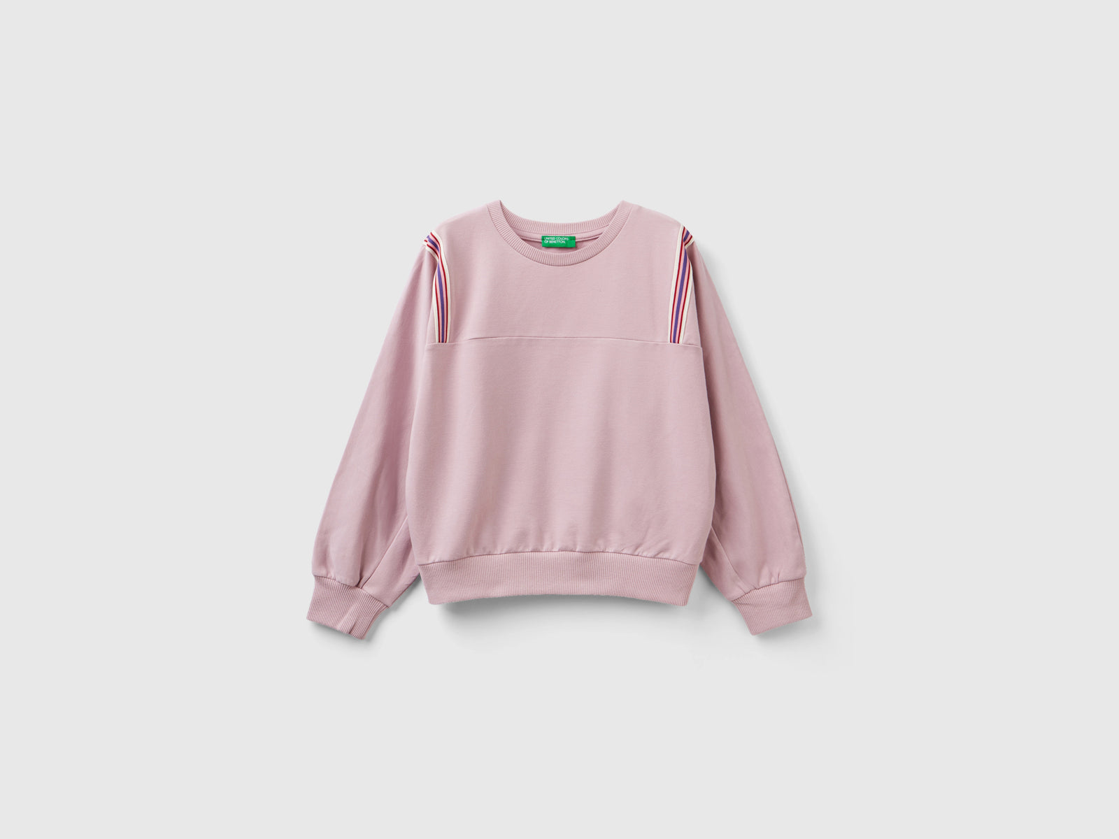 Felpa con dettagli a righe da bambina rosa | Benetton Outlet