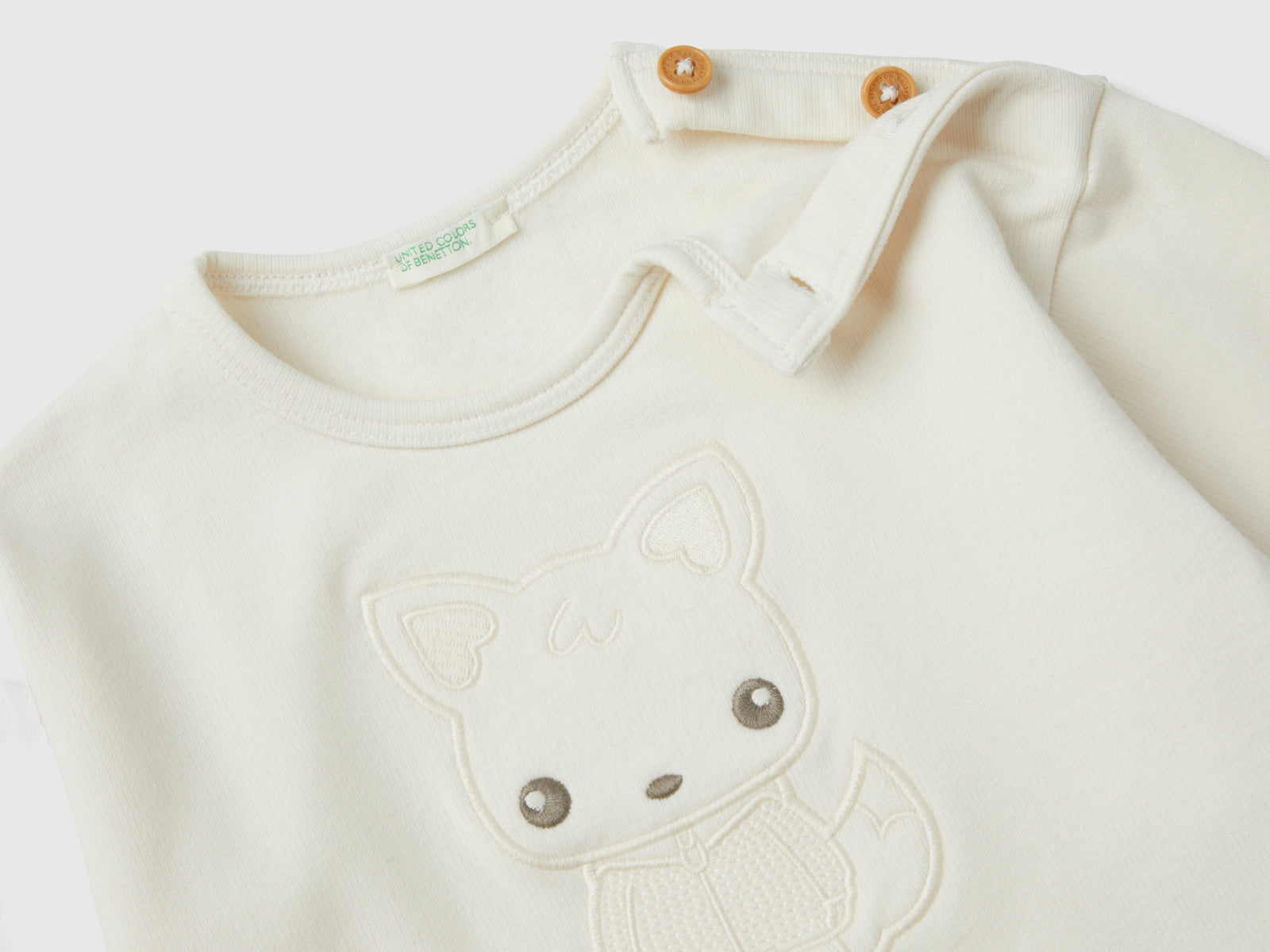 Calda t-shirt con patch da neonato bianco panna 2 | Benetton Outlet