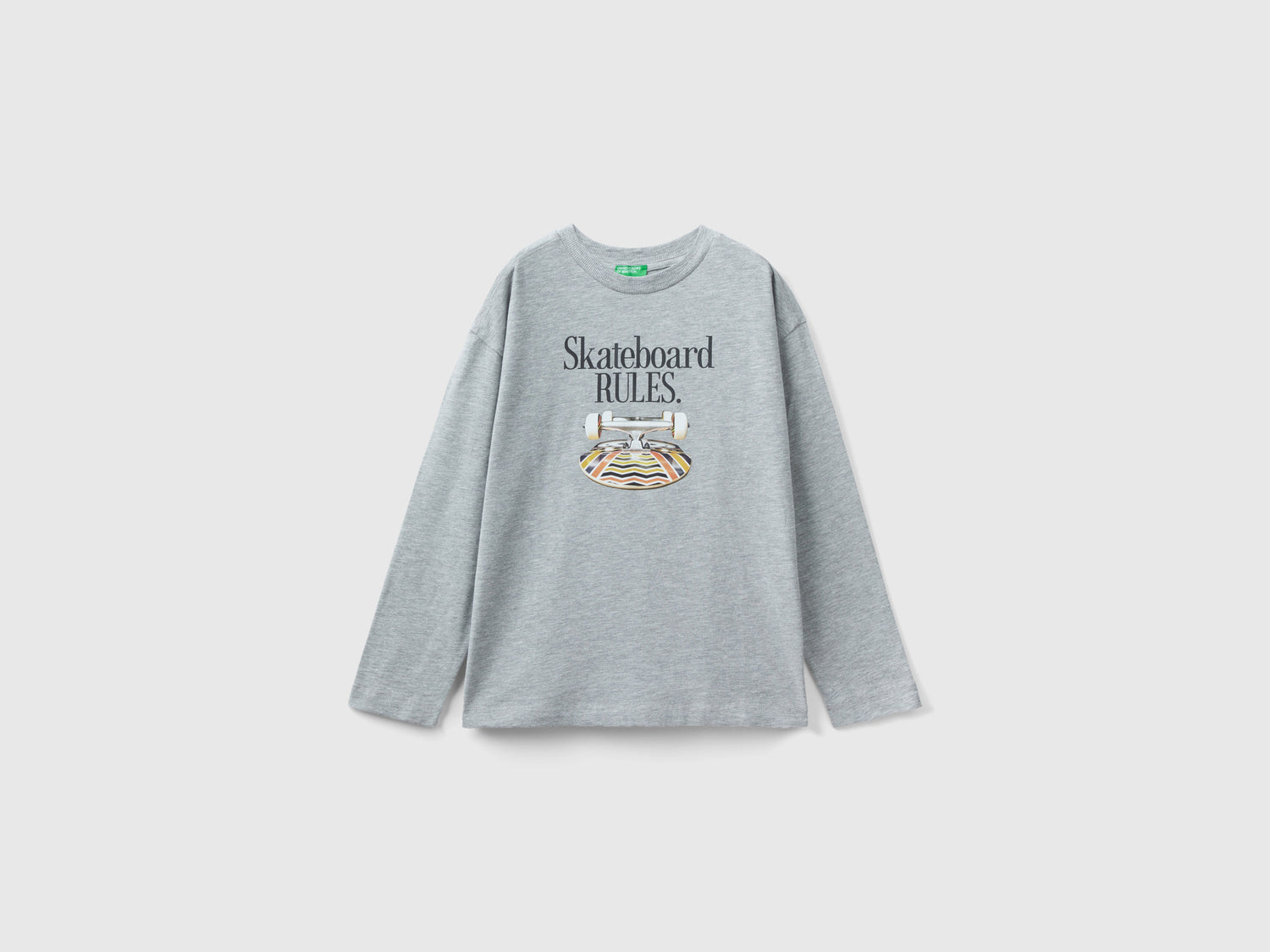 T-shirt con stampa fotografica da bambino grigio chiaro | Benetton Outlet