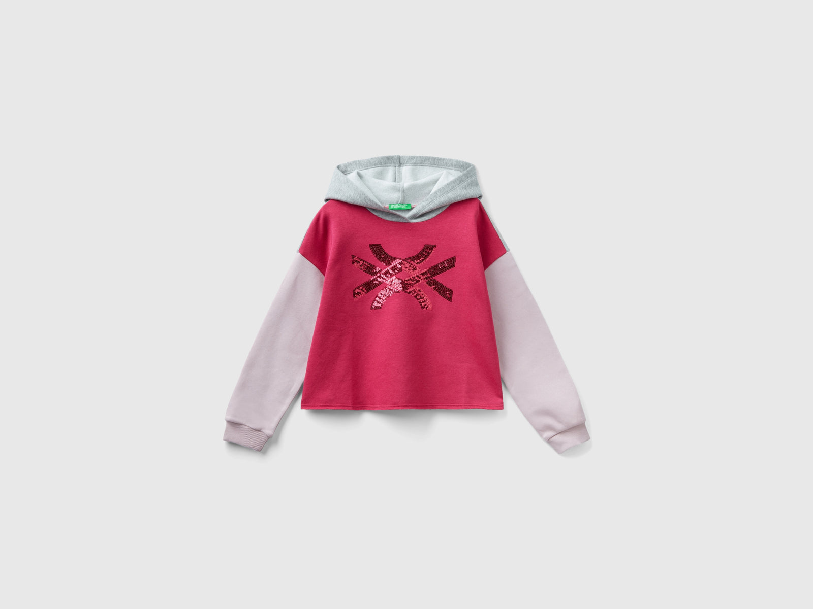 Felpa con cappuccio e paillettes da bambina multi-color | Benetton Outlet