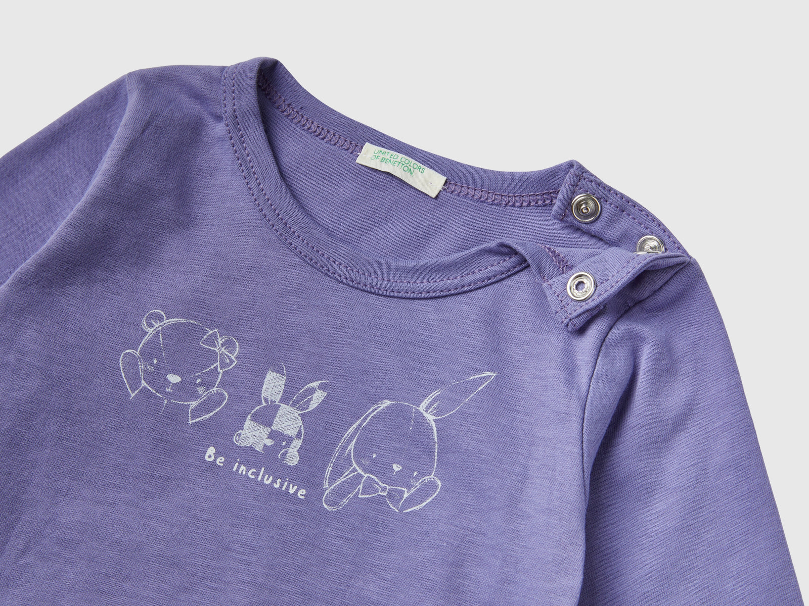 T-shirt manica lunga 100% cotone bio da neonato viola 2 | Benetton Outlet
