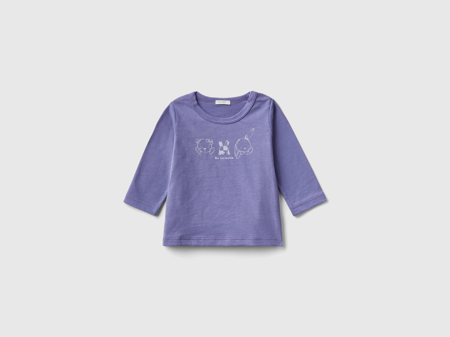 T-shirt manica lunga 100% cotone bio da neonato viola | Benetton Outlet