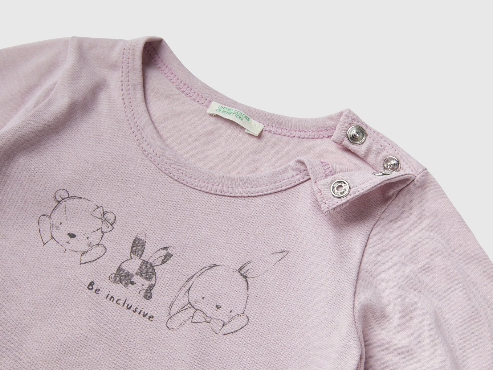 T-shirt manica lunga 100% cotone bio da neonato rosa 2 | Benetton Outlet