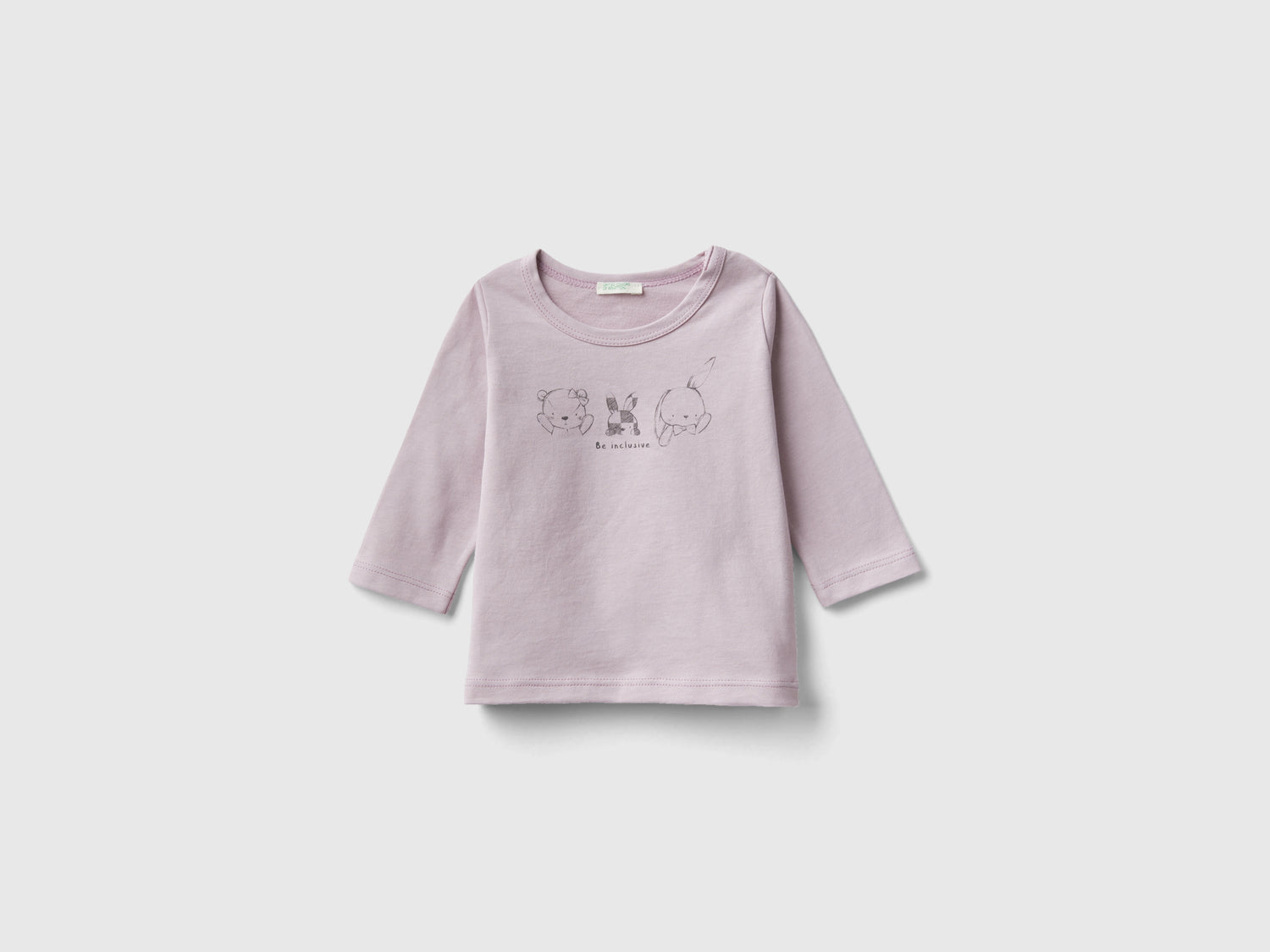T-shirt manica lunga 100% cotone bio da neonato rosa | Benetton Outlet