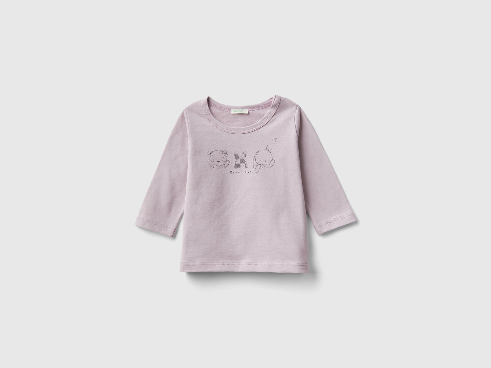 T-shirt manica lunga 100% cotone bio da neonato rosa | Benetton Outlet