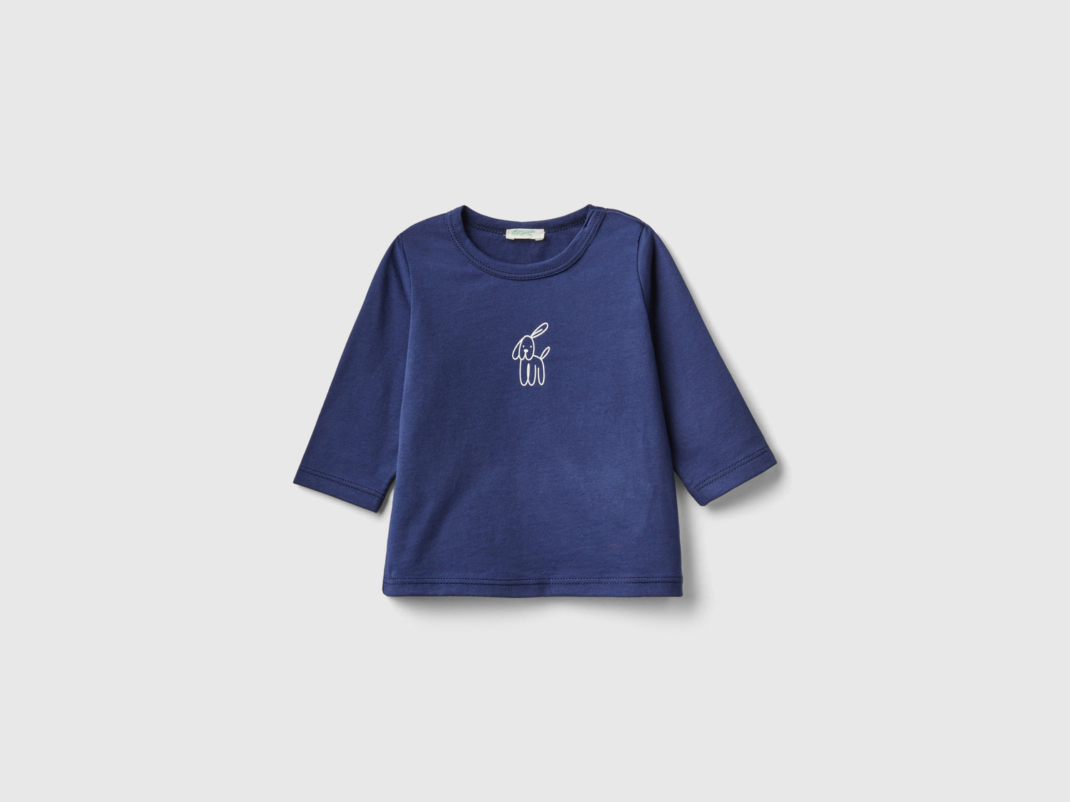 T-shirt manica lunga 100% cotone bio da neonato blu scuro | Benetton Outlet