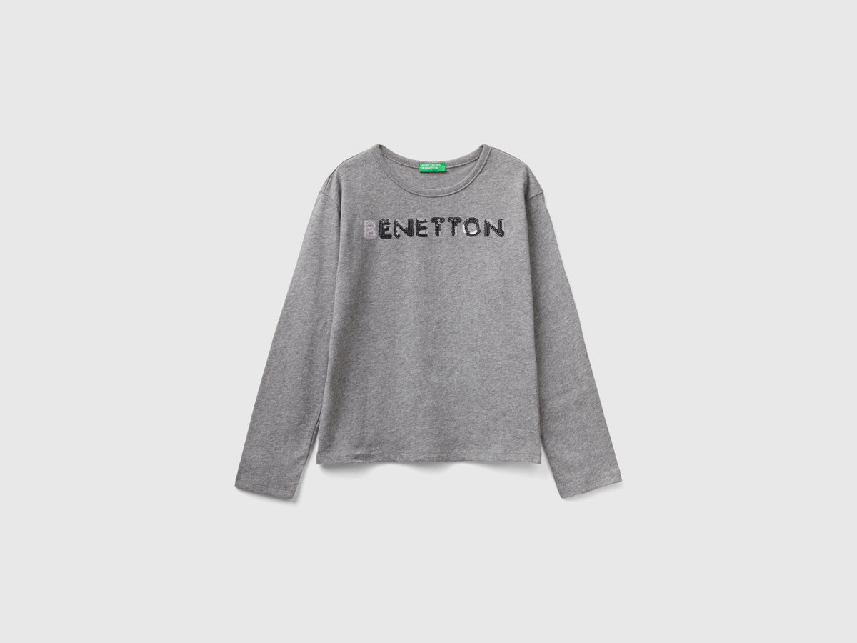 T-shirt in caldo cotone bio con paillettes