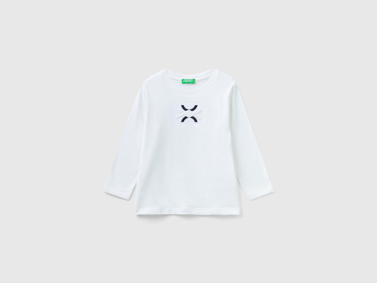 T-shirt con ricamo in spugna da bimbo bianco | Benetton Outlet