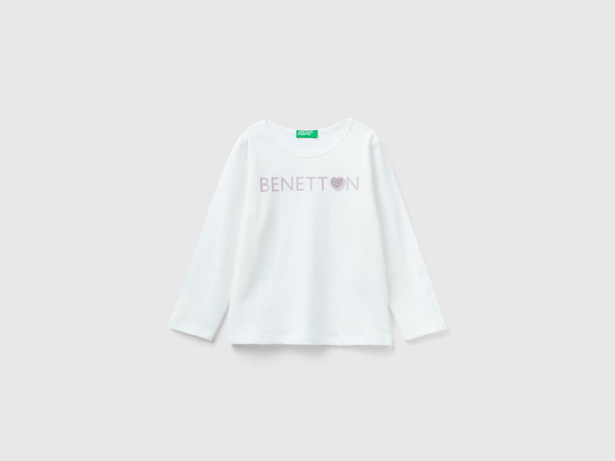 T-shirt con stampa glitter in cotone bio