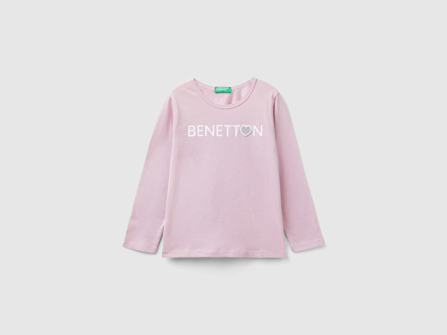 T-shirt con stampa glitter in cotone bio da bimba rosa | Benetton Outlet