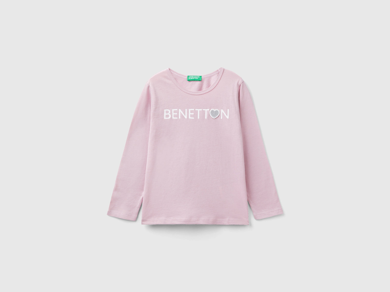 T-shirt con stampa glitter in cotone bio da bimba rosa | Benetton Outlet