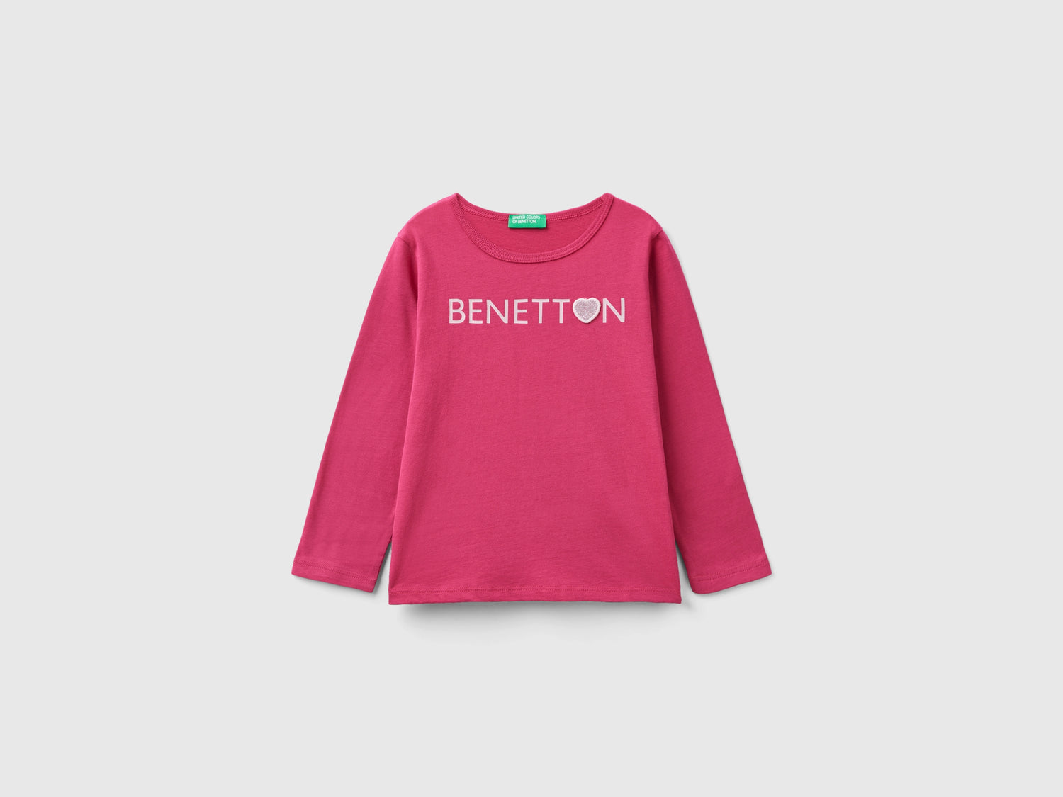 T-shirt con stampa glitter in cotone bio da bimba ciclamino | Benetton Outlet
